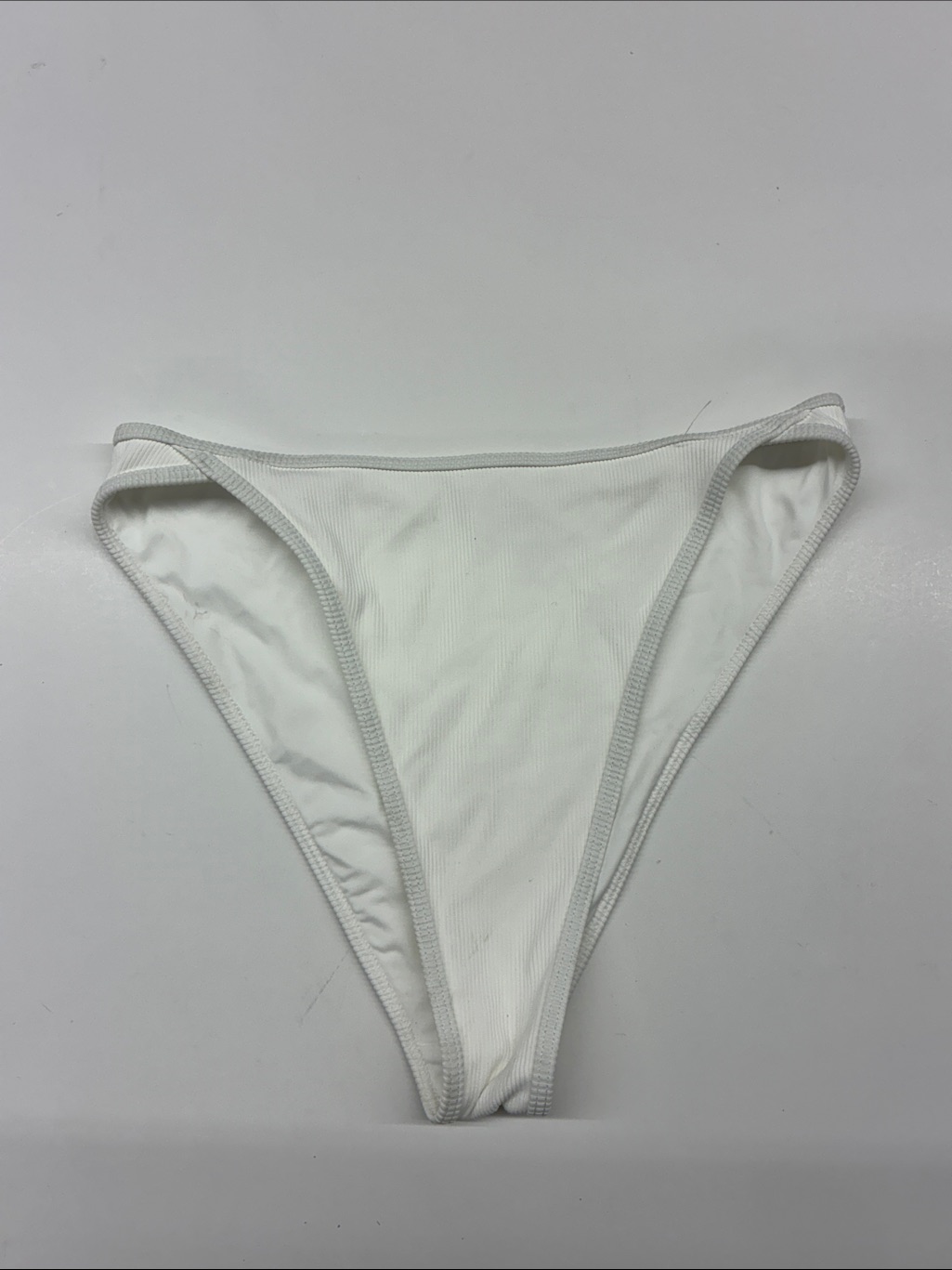 New L*Space High Cut White Ribbed Bikini Bottom Size Medium